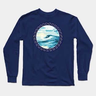 Surf Wave With The Rising Sun Abstract Nature Art Long Sleeve T-Shirt